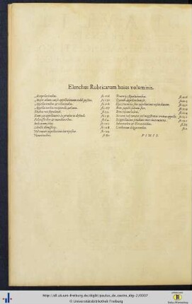 Elenchus Rubricarum huius voluminis.