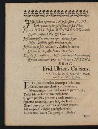 Et Te, meorum flos decusque sodalium [...]