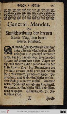General - Mandat