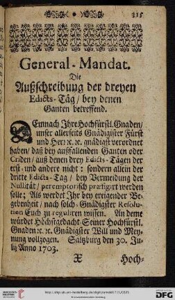 General - Mandat