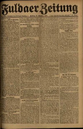 Erste Ausgabe vom Freitag, den 31. Oktober 1919.