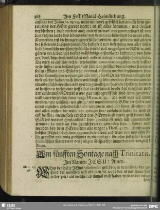 Am fünfften Sontage nach Trinitatis