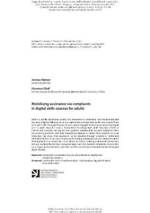 Mobilising assistance via complaints in digital skills courses for adults