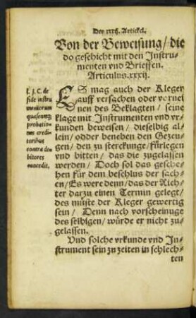 Von der Beweisung ... Articulus. xxxii.