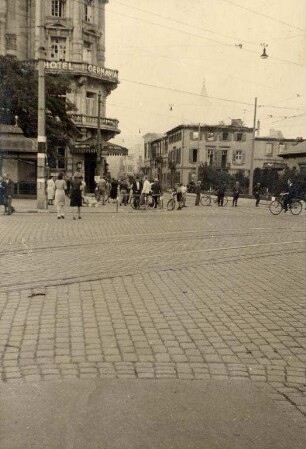 Zerstörungen Zweiter Weltkrieg - Stadtgebiet. Hotel Germania am Ettlinger Tor