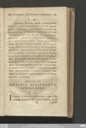 Sectio III. Notitia Scriptorum Iuridicorum.