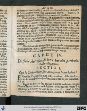 Caput IV. De Jure Accrescendi inter haeredes particulares, seu collegatarios.