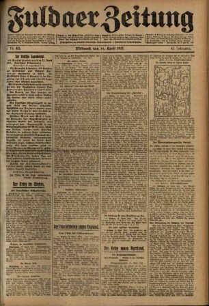 Ausgabe vom Mittwoch, den 14. April 1915.