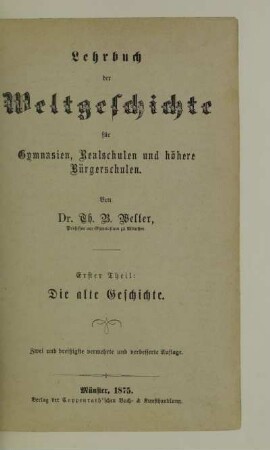 Theil 1: Die Alte Geschichte