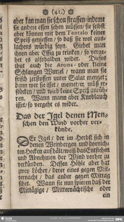 Das der Igel denen Menschen den Wind vorher verkünde