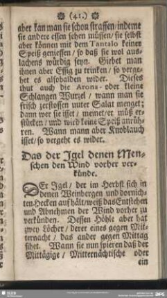 Das der Igel denen Menschen den Wind vorher verkünde