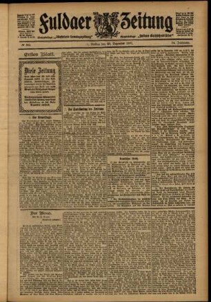 Erste Ausgabe vom Freitag, den 20. Dezember 1907.