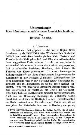 Untersuchungen über Hamburgs mittelalterliche Geschichtschreibung.