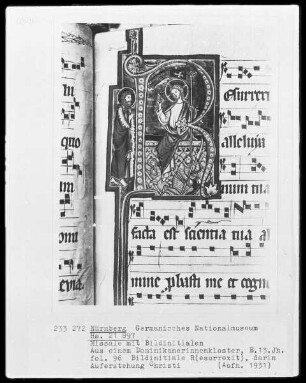 Missale — Initiale R (esurrexit) mit der Auferstehung Christi, Folio 96recto