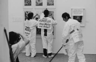 Aktion "sine artis laboratorio nulla ars" (Ohne Atelier gibt es keine Kunst) des "Zusammenschlusses gekündigter und von Kündigung bedrohter KünstlerInnen (Ost und West)"