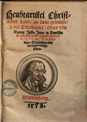 Heubtartikel Christlicher Lere : im latin genandt, Loci Theologici