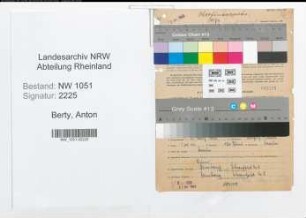 Entnazifizierung Anton Berty , geb. 10.03.1893 (Amtmann)