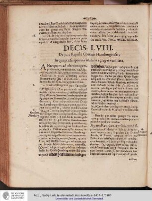 Decis. LVIII De jure Stapulae Civitatis Hamburgensis