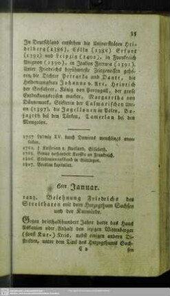 6ter Januar. 1423. Belehnung Friedrichs d. Streitbaren mit der Kurwürde. 1525. geb. Caspar Peucer