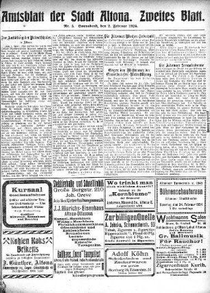 Nummer 5. Zweites Blatt. : Sonnabend, den 2. Februar 1924