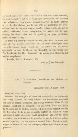 XXX. De Gouv.-Gen. Daendels aan den Minister van Kolonien ... 19 Maart 1809