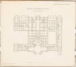 Vereinshaus der Berliner Künstler Schinkelwettbewerb 1880: Grundriss Keller; Maßstabsleiste