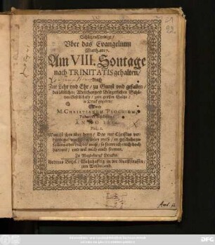 SchützenPredigt/ Uber das Evangelium Matth. am 7. Am VIII. Sontage nach Trinitatis gehalten