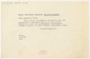 Brief an Gottfried Huppertz : 23.04.1929