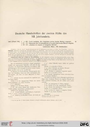 Deutsche Handschriften der zweiten Hälfte des XII. Jahrhunderts