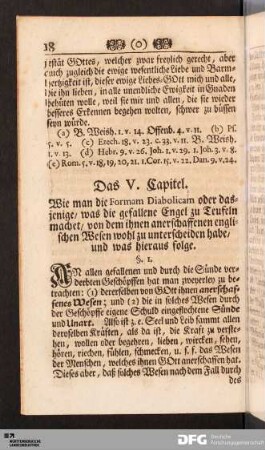 Das V. Capitel. Wie man die Formam Diabolicam oder dasjenige, was die gefallene Engel zu Teufeln machet...