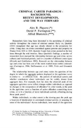 243-269, The Criminal Career Paradigm: Background, Recent Developments and the Way Forward