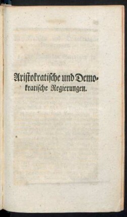 Aristokratische und Demokratische Regierungen.