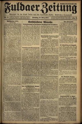 Ausgabe vom Dienstag, den 28. März 1933.