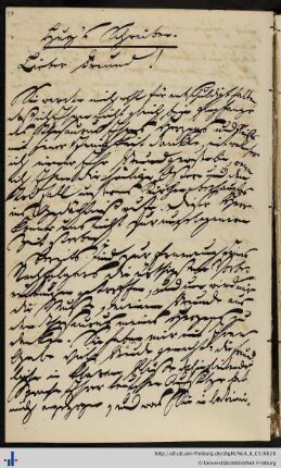 Brief von Johann Leonhard Hug an Franz Karl Grieshaber (13.04.1842)