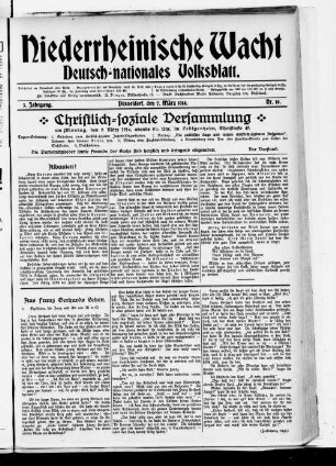 Niederrheinische Wacht : deutsch-nationales Volksblatt