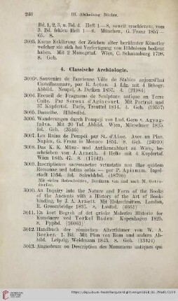 4. Classische Archäologie (Nr. 3003 - 3150)