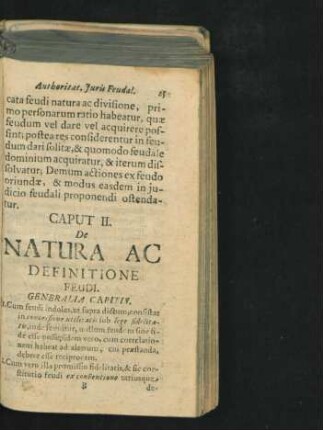 Caput II. De Natura Ac Definitione Feudi.