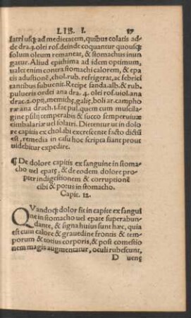 De dolore capitis ex sanguine in stomacho vel epatae ... Capit. 12.