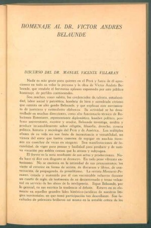 Discurso del Dr. Manuel Vicente Villarán