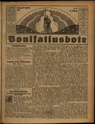 Erste Ausgabe vom Sonntag, den 29. Dezember 1929.