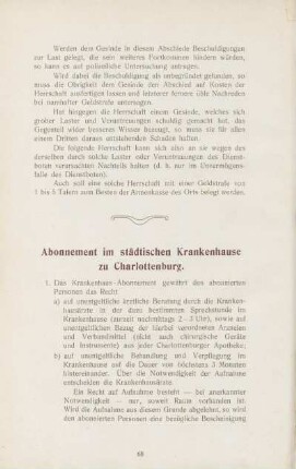 Abonnement im städtischen Krankenhause zu Charlottenburg