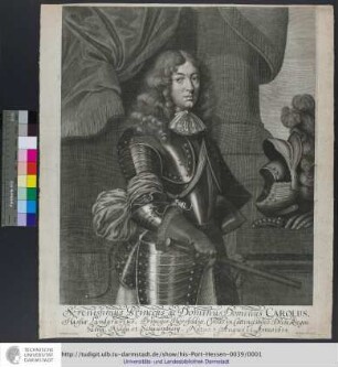 Serenissimus Princeps ac Dominus Dominus Carolus, Hassiæ Landgravius, Princeps Hersfeldiæ, Comes in Cattineliboco, Decia, Ziegenhaina, Nidda et Schaumburg : Natus 3. Augusti Anno 1654