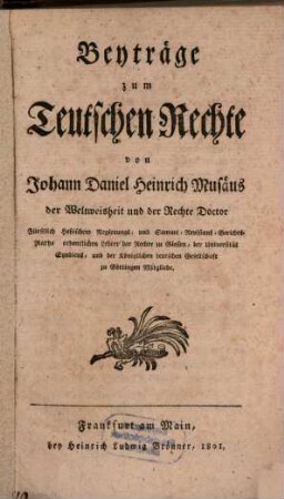 Beyträge zum Teutschen Rechte