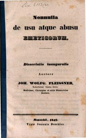 Nonnulla de usu atque abusu emeticorum : dissertatio inauguralis