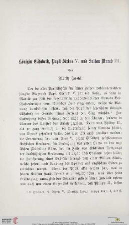Königin Elisabeth, Papst Sixtus V. und Sultan Murad III.