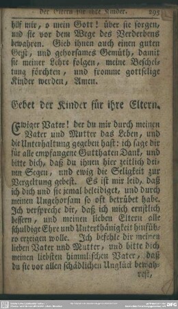 Gebet der Kinder für ihre Eltern