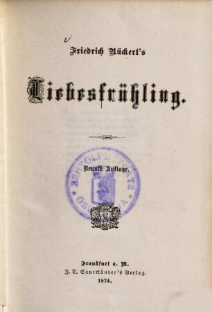 Friedrich Rückert's Liebesfrühling