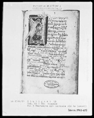 Graduale-Sakramentar-Lektionar (Missale) — Ordinarium Missae, Folio 114recto-117verso — ---, Folio 114recto-117versoInitiale A(d te levavi), Folio 3recto