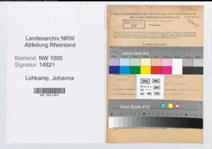 Entnazifizierung Johanna Lohkamp, geb. 28.03.1909 (Polizist)