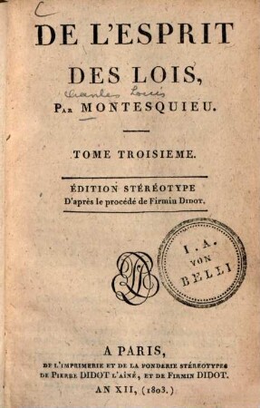 De l'esprit des lois, Tome Troisieme